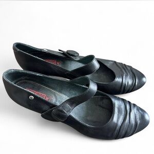 Pikolinos Black Mary Jane Flats with Button Strap